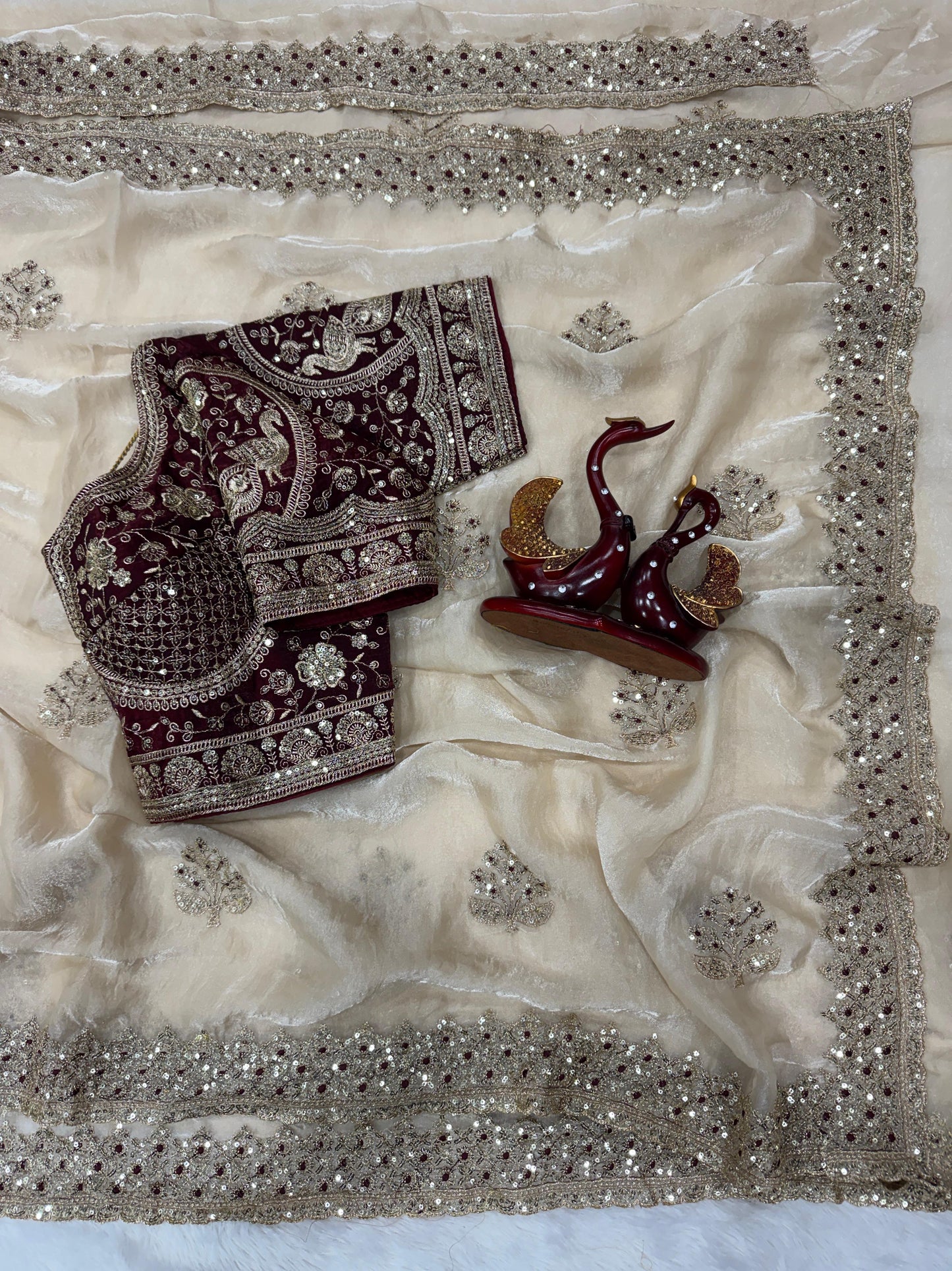 Premium Soft Frendy Satin Saree with Sequence & Zari Embroidery Work