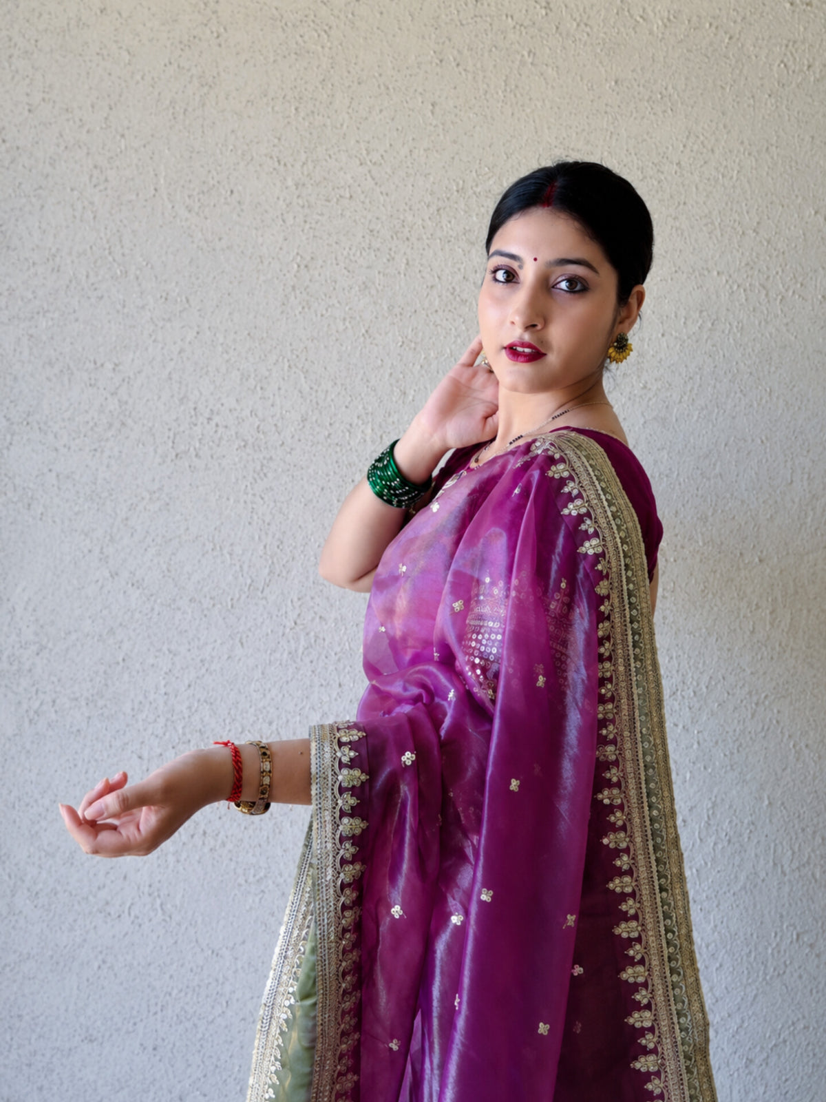 Trending Soft NC Twill Saree with Sequins & Cording Embroidery