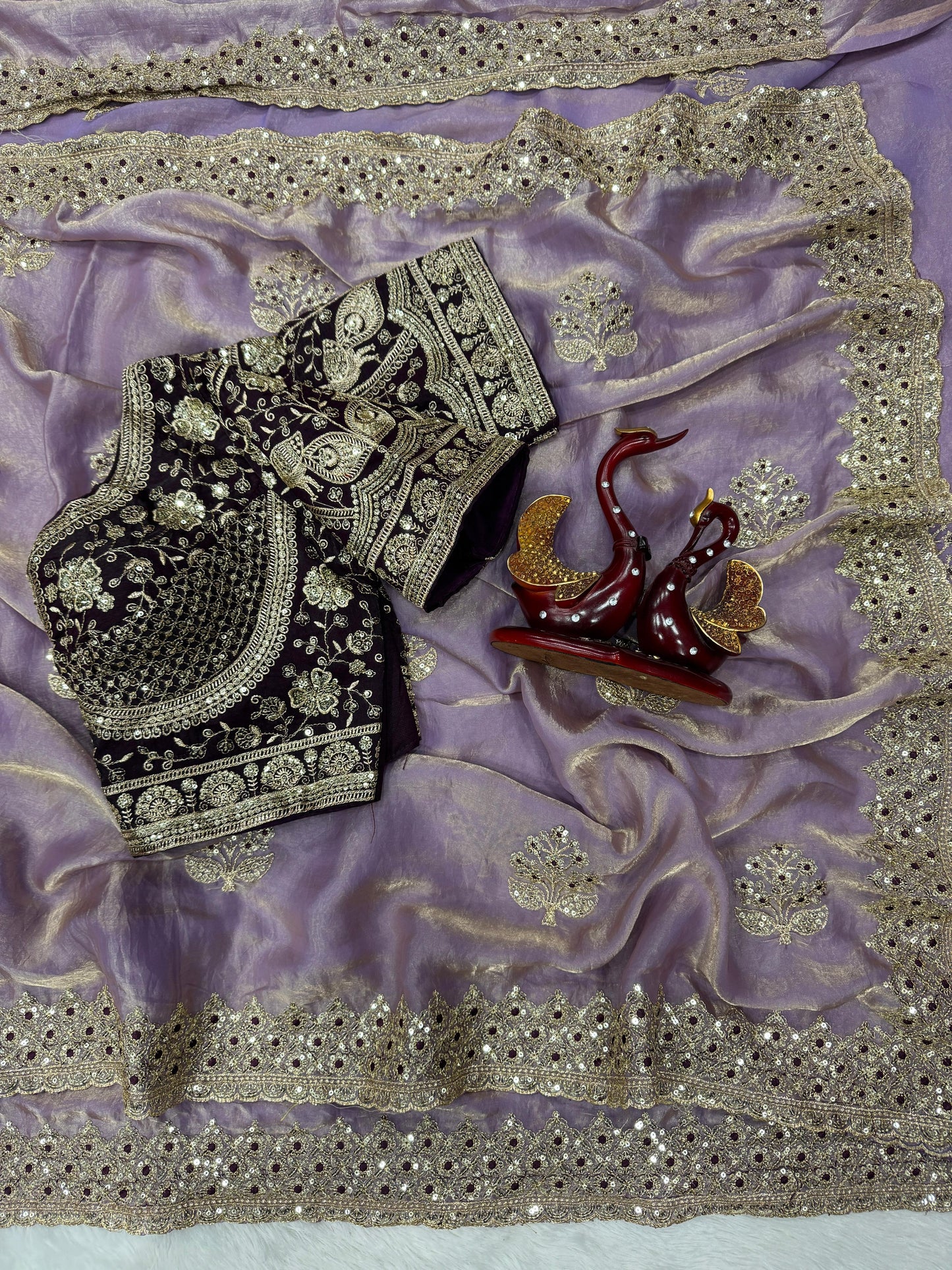 Premium Soft Frendy Satin Saree with Sequence & Zari Embroidery Work
