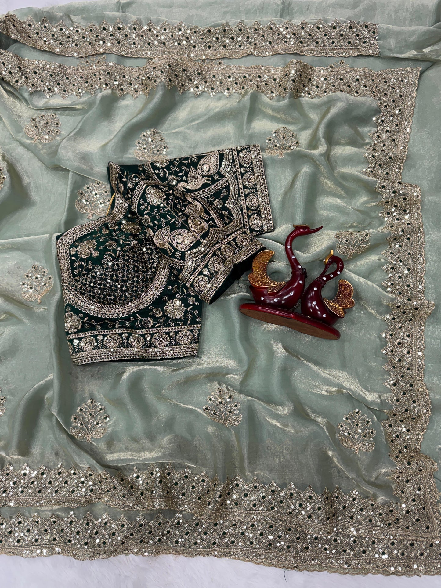 Premium Soft Frendy Satin Saree with Sequence & Zari Embroidery Work