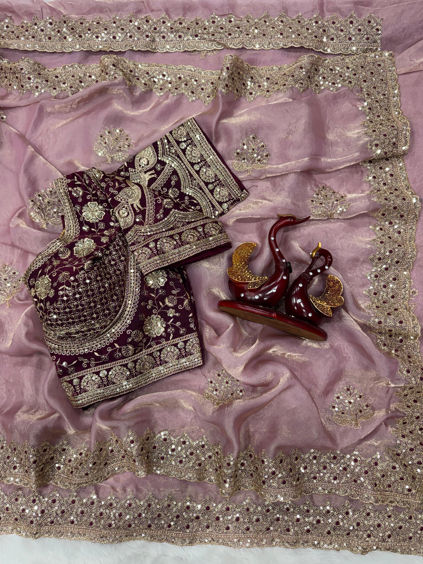 Premium Soft Frendy Satin Saree with Sequence & Zari Embroidery Work
