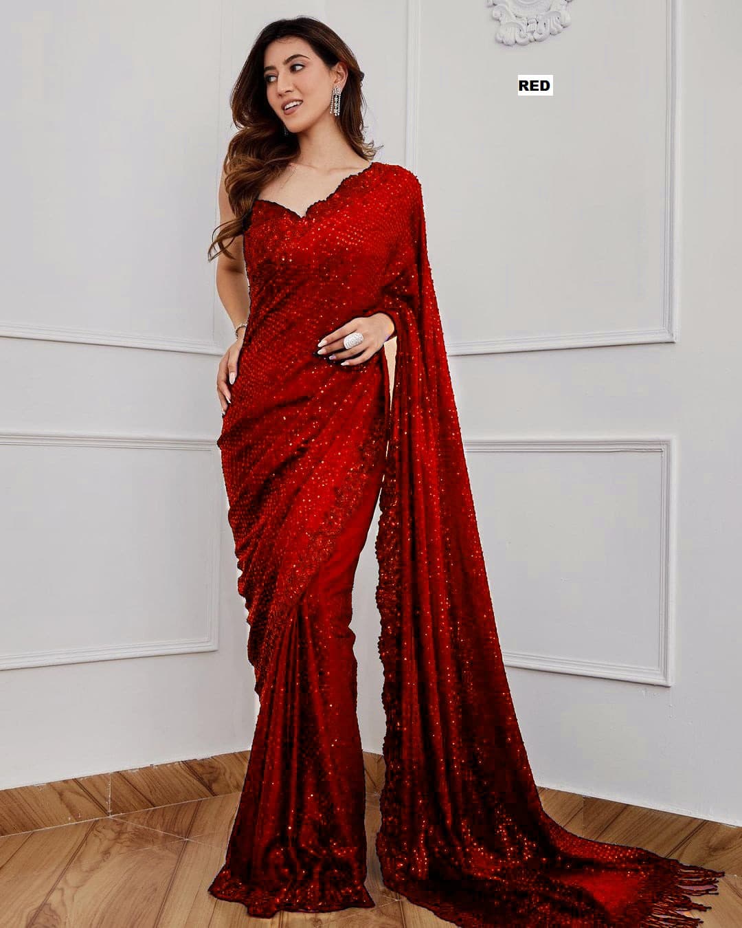 Premium Georgette Designer Saree with Heavy 5MM Sequence Embroidery Work