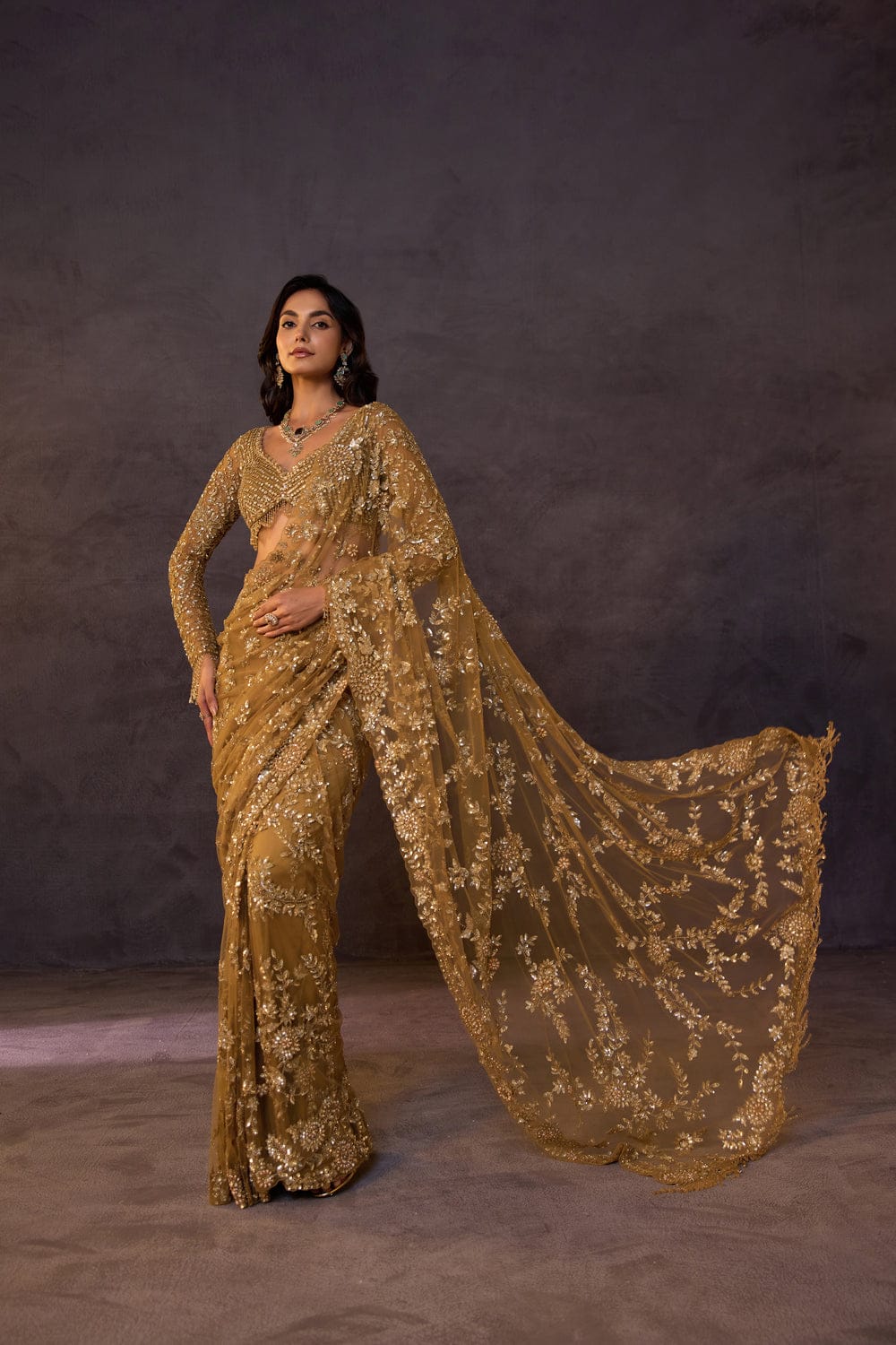Premium Butterfly Heavy 5mm Sequins Embroidery Work Saree