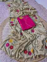 Premium Soft Shine Rangoli Silk Saree with Handwork & Khatli Work