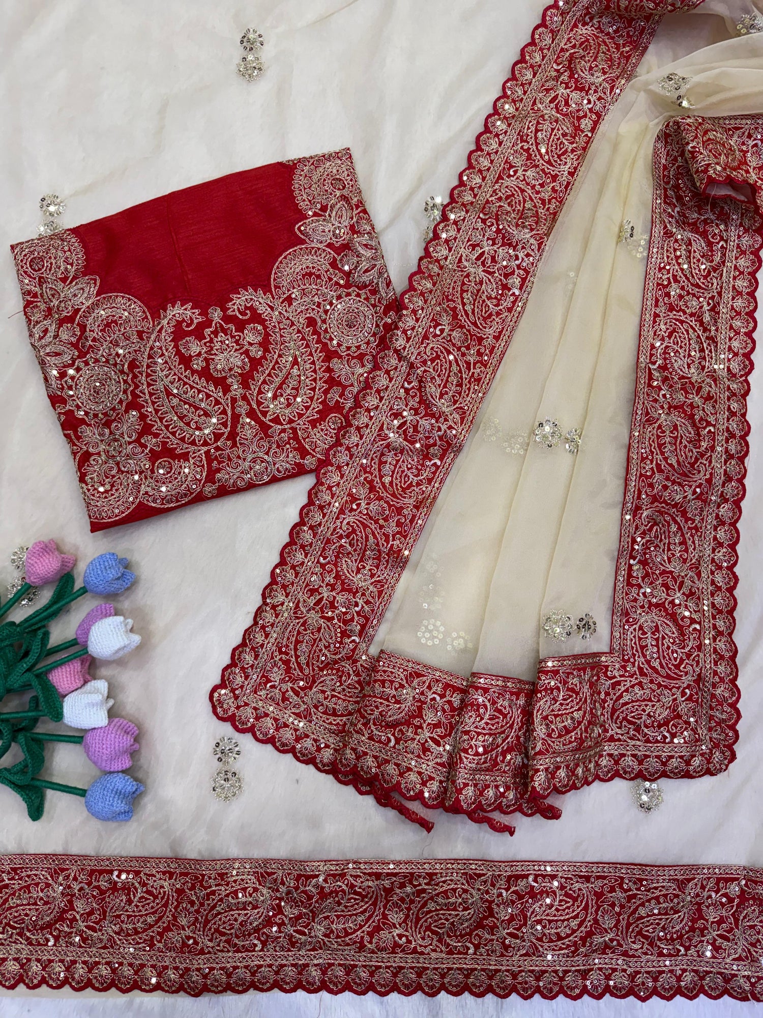 Premium Soft Zipsy Silk Saree with Sequins & Dori Embroidery