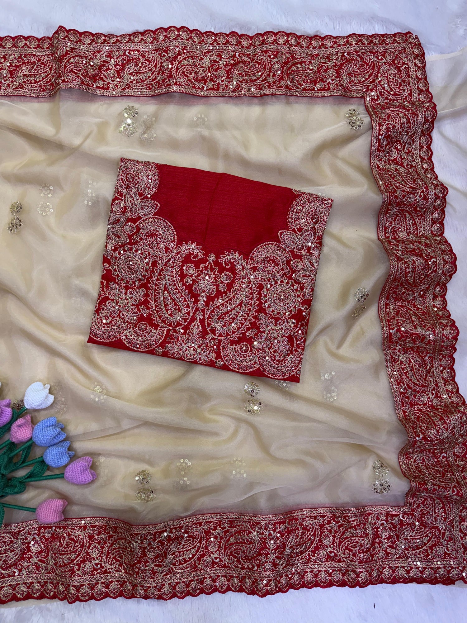 Premium Soft Zipsy Silk Saree with Sequins & Dori Embroidery