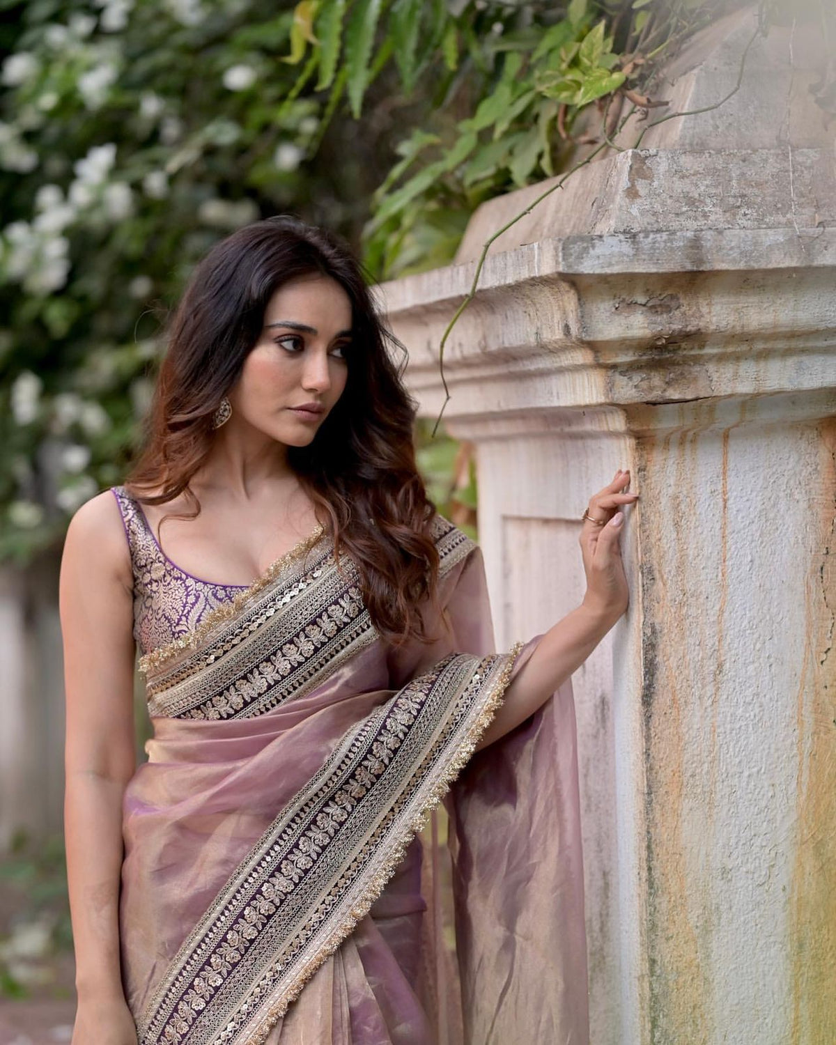 Premium Soft Twill Net Saree with Sequins & Dori Embroidery