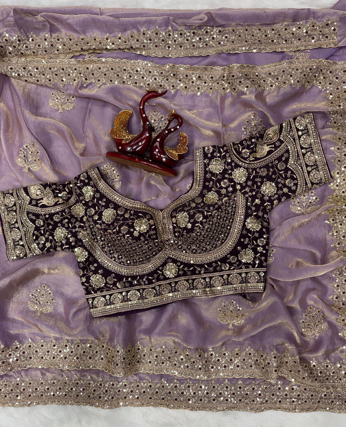 Premium Soft Frendy Satin Saree with Sequence & Zari Embroidery Work