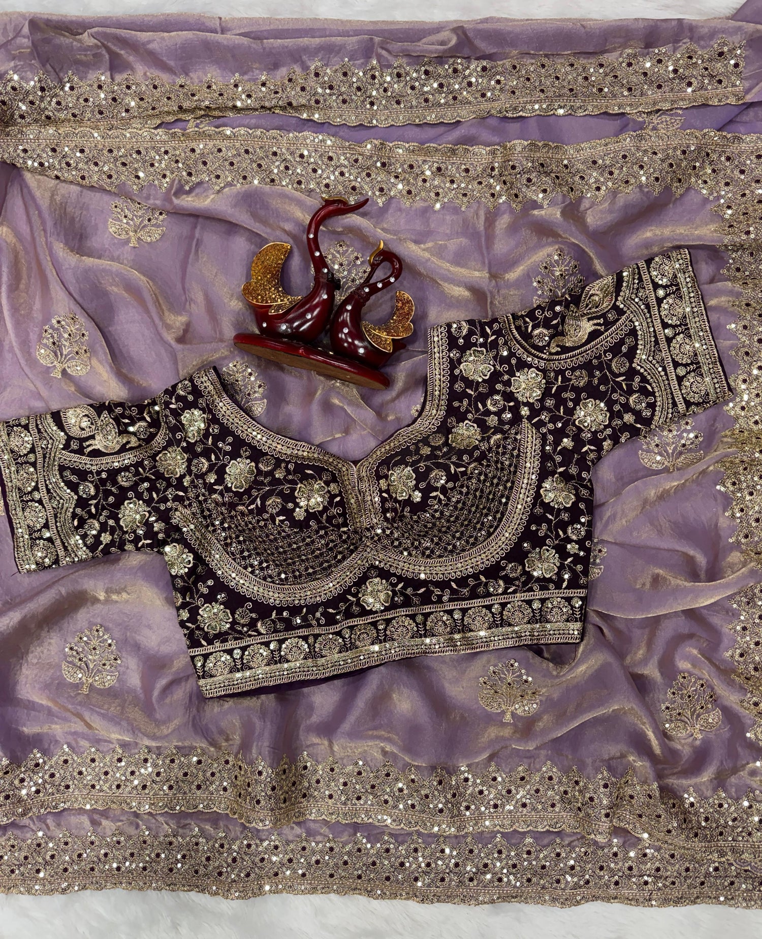 Premium Soft Frendy Satin Saree with Sequence & Zari Embroidery Work
