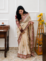 Elegant Rangoli Silk Saree with Mirror Sequins & Dori Embroidery